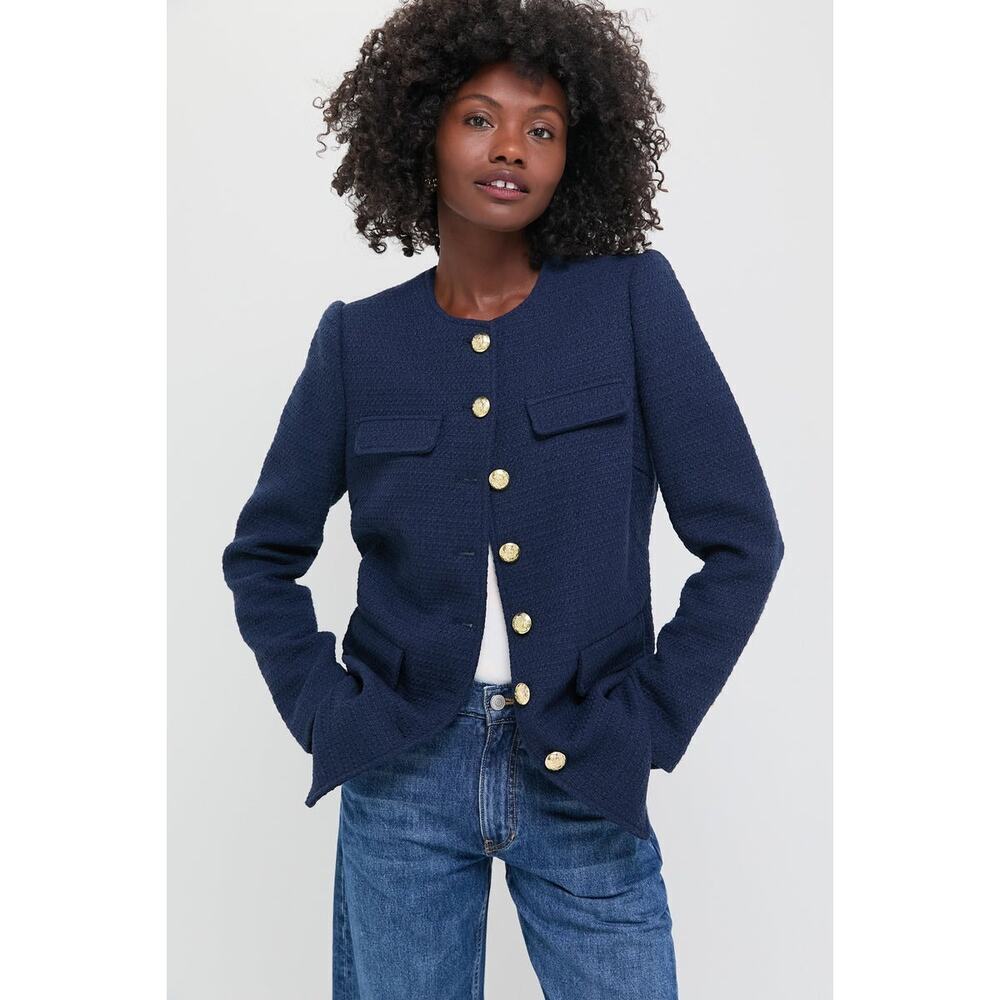 POMANDER PLACE Navy Tweed Jennings Jacket Size M NWT Retail $168 Tuckernuck